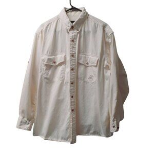 Woolrich John Rich Button Up Shirt Mens Size Large White Cotton Collared L/S